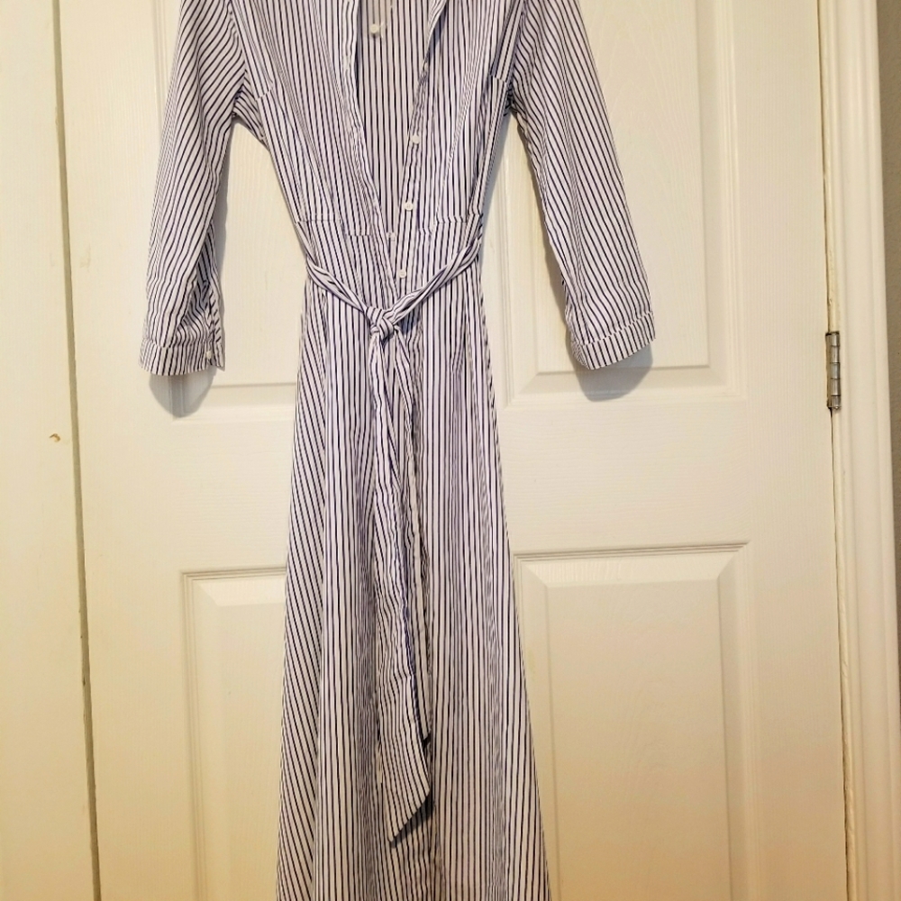 long dress, blue and white stripes